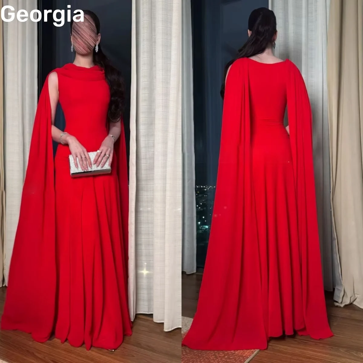 Dubai a linha personalizar vestidos de decote colher para baile de formatura até o chão plissado vestidos de chiffon para eventos especiais zíper até boné stra