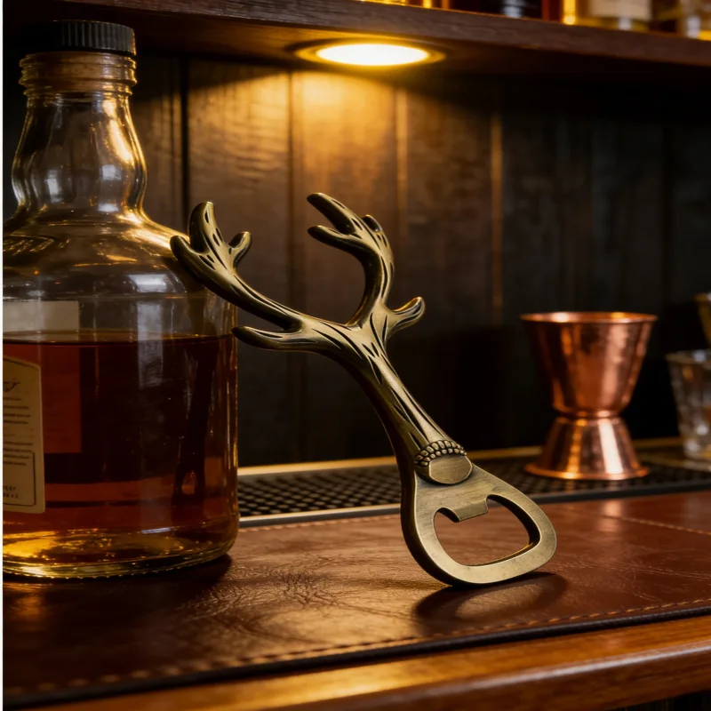2026 New Eight Elk Horns Beer Bottle Opener Bronze/Grey Black Metal Bottle Openers Unique Beer Christmas Gift Kitchen Bar Tools