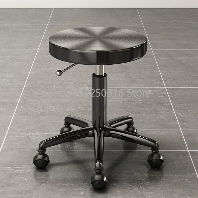 Stainless Steel Beauty Salon Dedicated Stool Barber Shop Stool Pulley Lifting Barber Chairs Nail Makeup 의자 Hair Salon Furniture