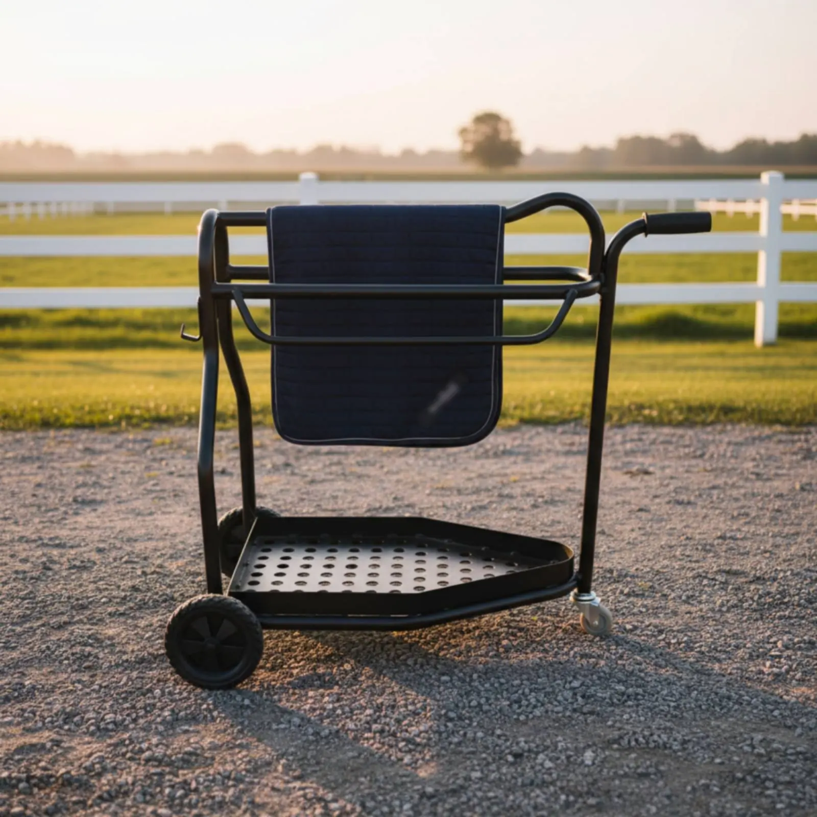 

Saddle Storage Trolley Lightweight Horse Tack Trolley Metal Saddle Trolley Wear-Resistant Equestrian Equipment Easy to Push