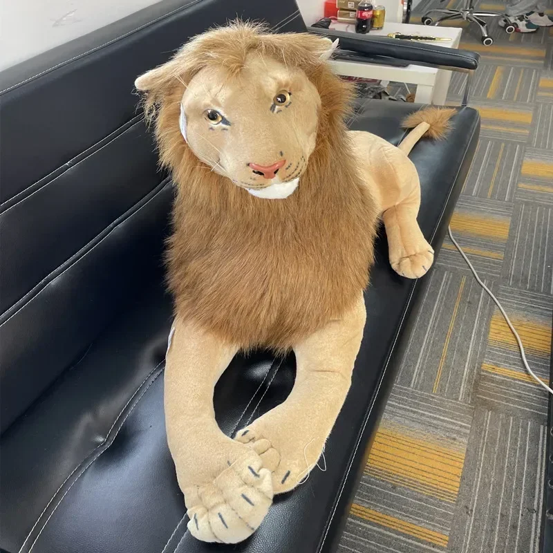 Large 110cm Cool lying Lion King stuffed Plush doll Pillow simulation Animals model home decoration birthday party gift kids toy