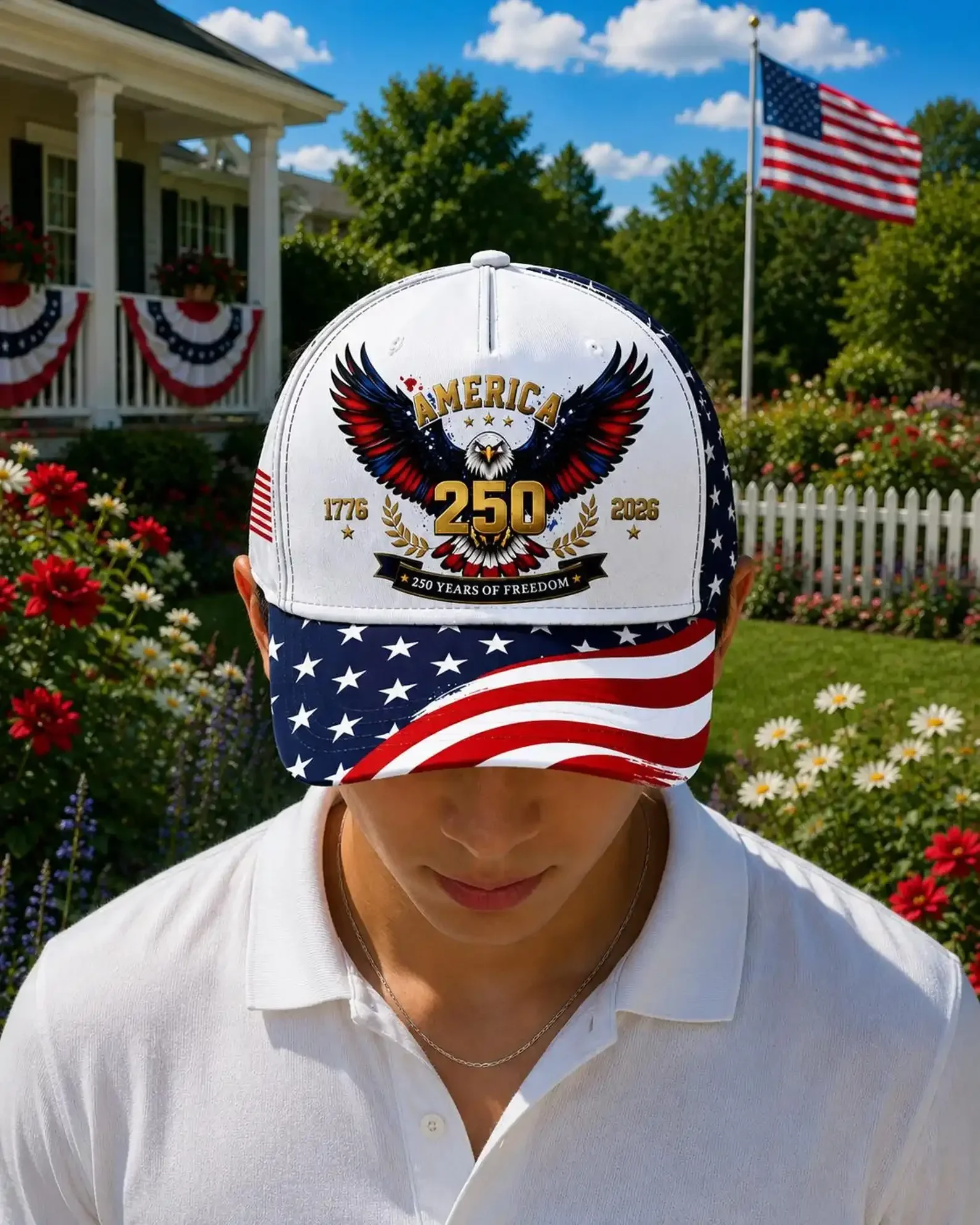 Customization All Over Print 250th Anniversary America Cap, Patriotic 3D Printed, This Patriotic Hat Is Perfect For 3D Stereo Ha