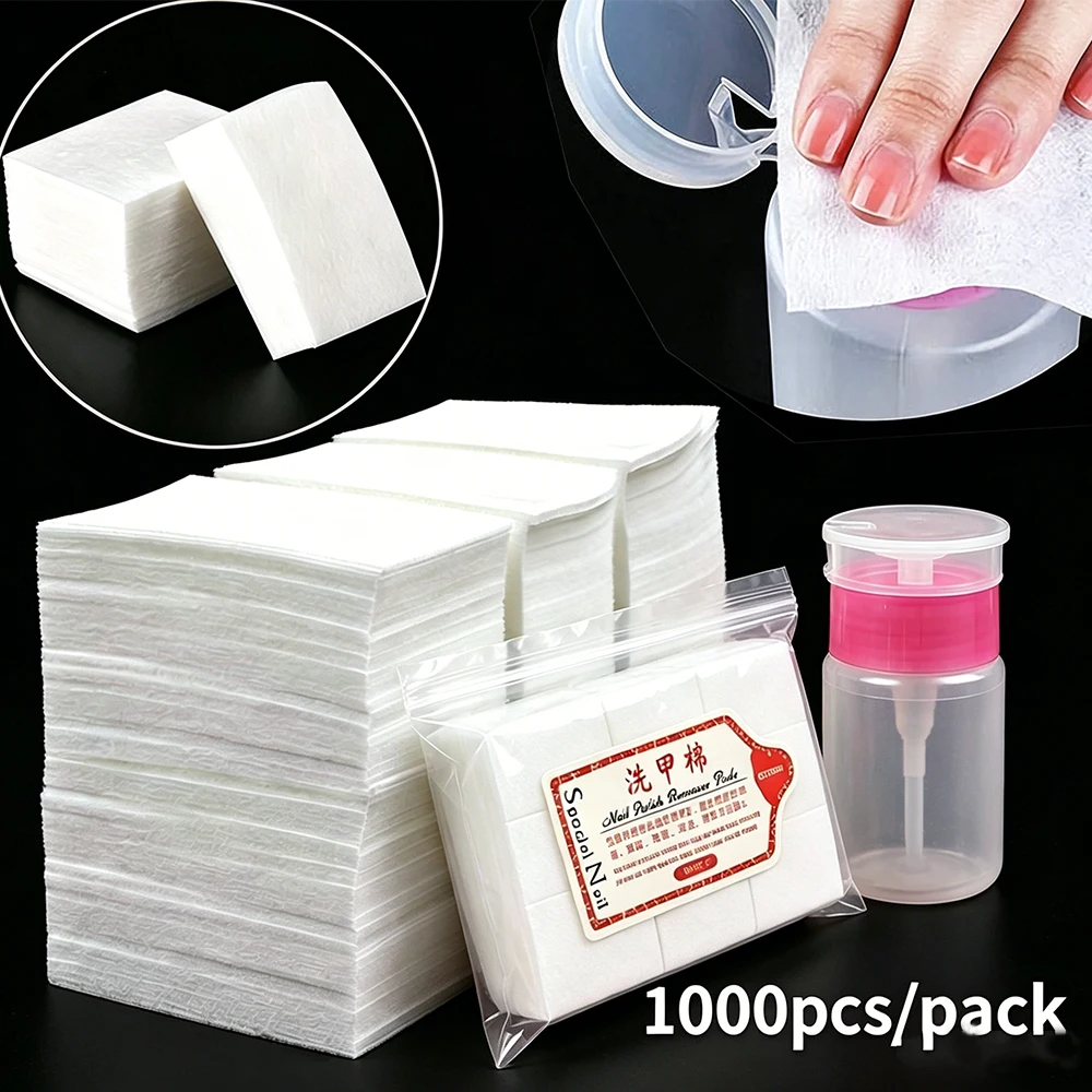 Nail Polish Remover Wipes With Pump Dispenser Bottle Lint-Free UV Gel Nail Polish Remover Cotton Pad&Press Container Nail Tools
