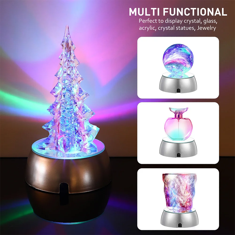 

6Pcs -Color LED Crystal Display Stand Powered Lighting Base for Glass Art Acrylic Jewelry Home Decoration