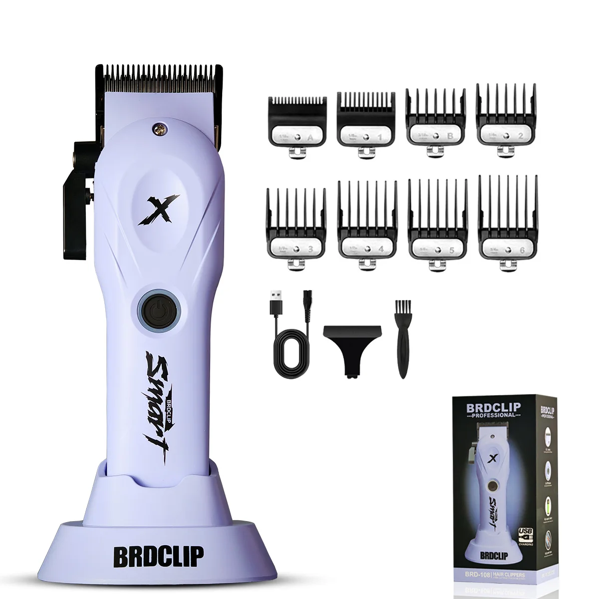 BRDCLIP 108 109 609 Paars Kapper Professionele 8800 RPM 4500 mAh Tondeuse 10000 RPM Salon Elektrisch Scheerapparaat 7700 RPM Tondeuse