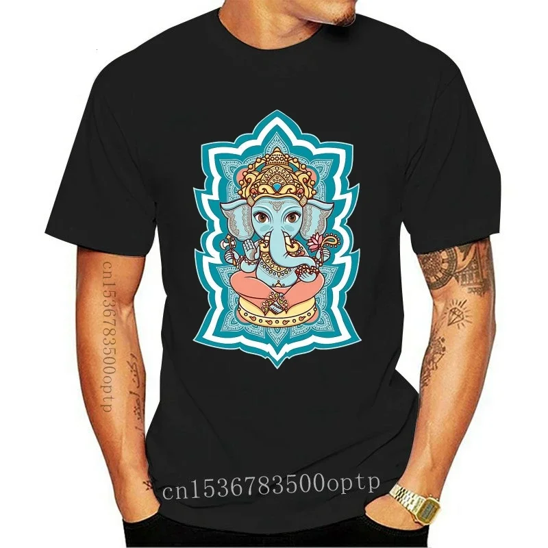 New Hot Sale T Shirt Fashion Crew Neck Novelty Hindu Elephant God Sun India Mens Short Sleeve Mens Tees