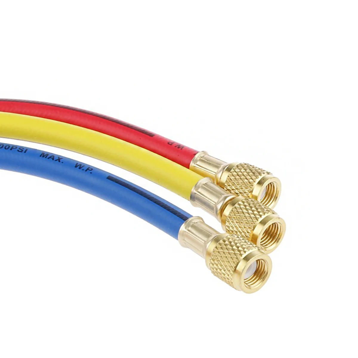 

60 " Three-color Tube 1/4"SAE Charging Hose Hoses W/Shut HVAC R410a 600 PSI 60"