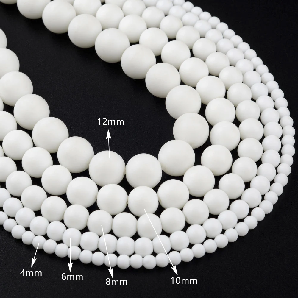 Naturstein Mattweiße Achate Steinperlen Runde Perlen für Schmuckherstellung DIY Armbänder 4-12mm 15"