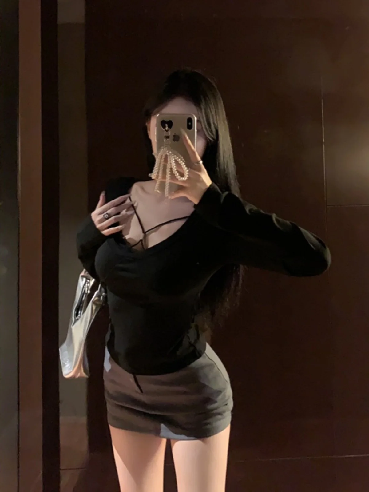 

Ранняя осень Faion V-ne Long Sve футболка Slim Fit Base Layer Bla уникальный топ из хлопка удобный женский комплект