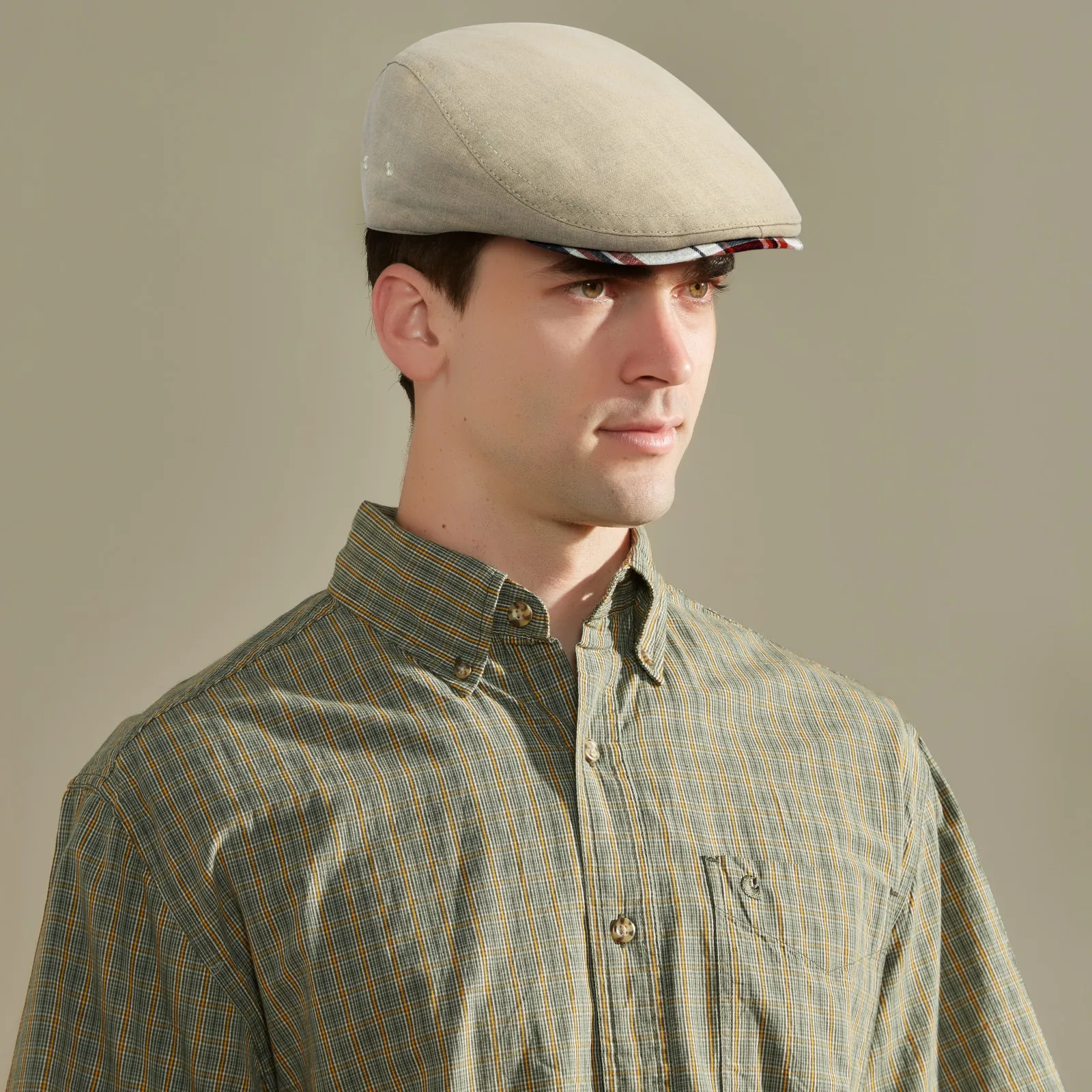 JANGOUL Linen Cap Irish Flat Cap for Men Fitted Newsboy Cap Adjustable Ivy Gatsby Hat