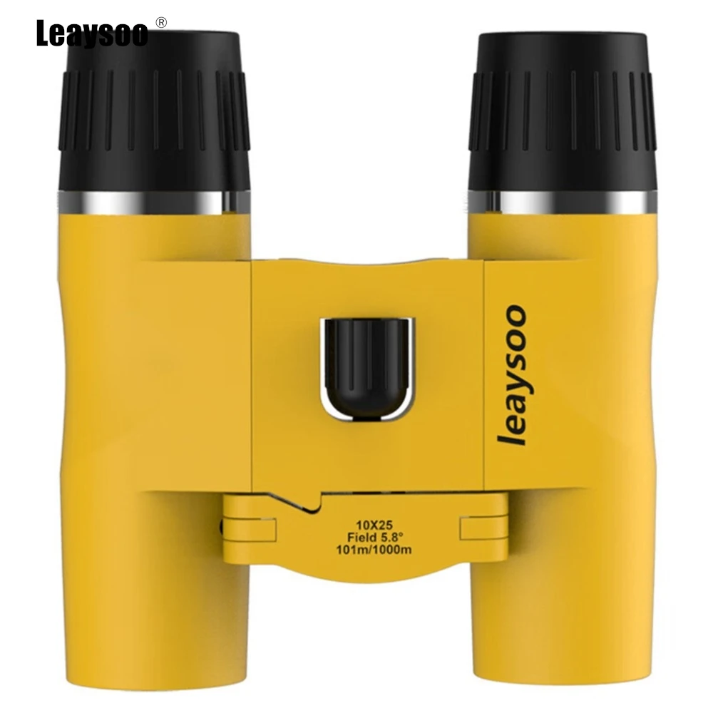 Leaysoo-10X25 Portable Yellow Binoculars, suitable for children and adults HD, high magnification, ideal for outdoor activities.