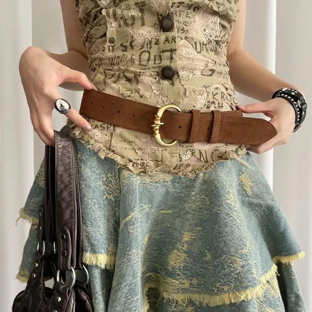 

American Vintage Women's Belt Heavy-Duty Y2k Wide Waist Belt Punk Gothic Dress Jeans Belt Spicy Girls
