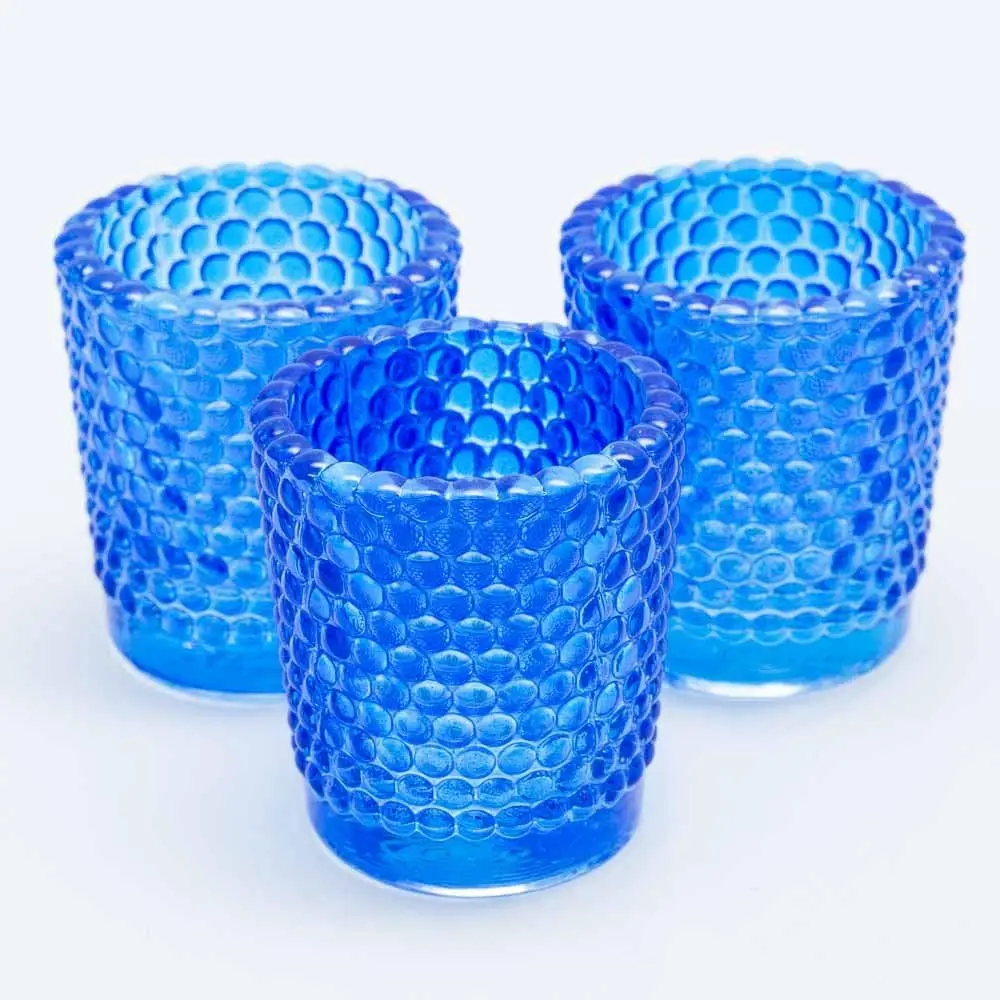 

Votive Candle Holders Hobnail Blue Set of 72 Thick Premium Quality Glass with Jewel-rich Color Finish Perfect for Home Weddings