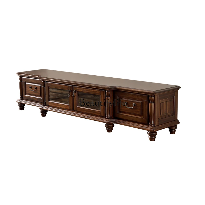 

All solid wood TV cabinet, black walnut TV cabinet 2 meters small apartment living room