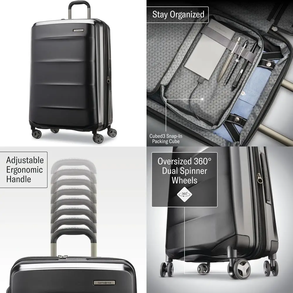 Equipaje rígido liviano de 28 pulgadas con resistencia al impacto duradera y 360 °   Ruedas giratorias Aero Trac para viajes grandes a cuadros