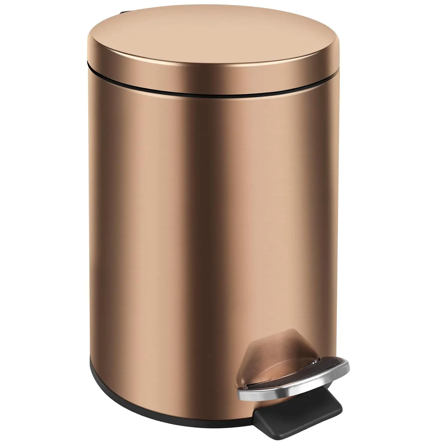 

8L Stainless Steel Trash Can Silent Hotel Bathroom Dust Bin and Kitchen Household Metal Waterproof Garbage Can Gold/sliver Foot