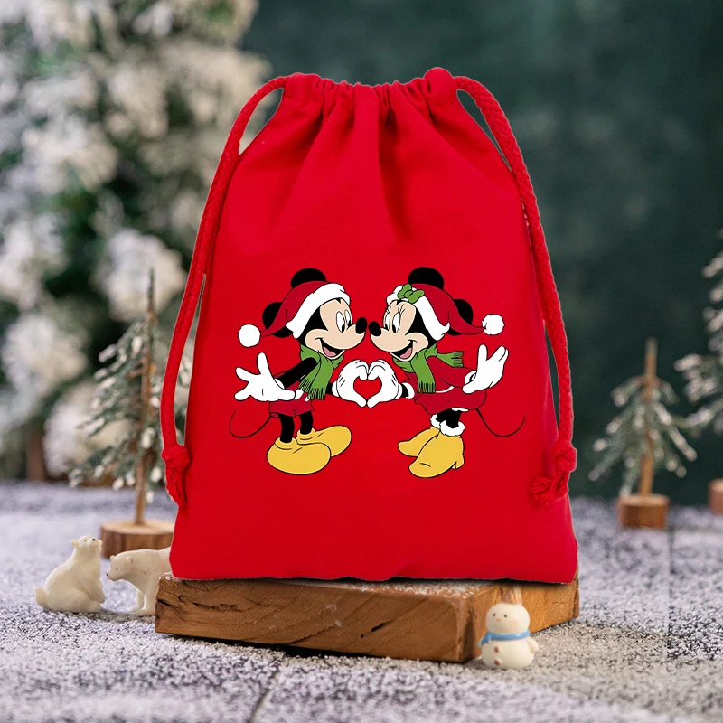 ميكي ميني ماوس قماش الرباط أكياس لطيف الكرتون عيد الميلاد الحلوى الهدايا كيس التخزين موضة عيد الميلاد جيوب المحمولة