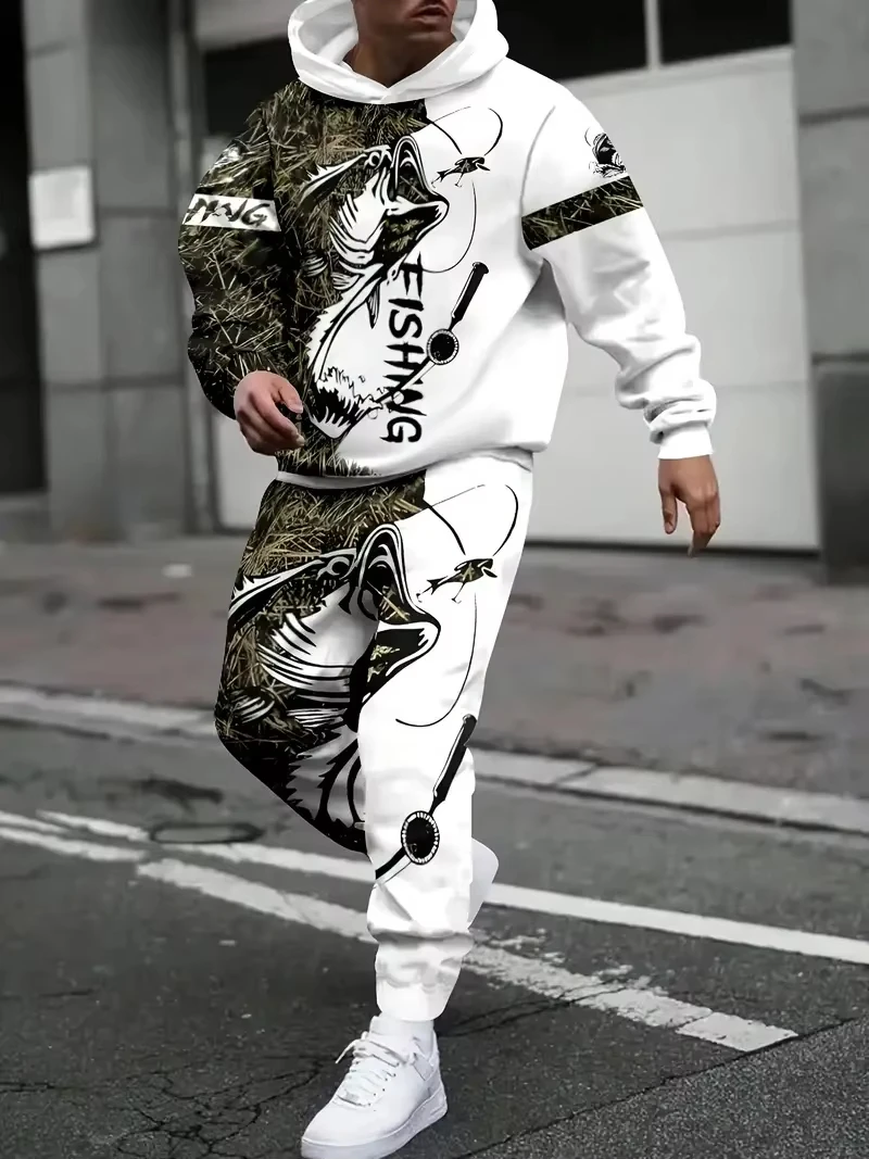 

Two Piece Hoodie Pant Set Fishing 3d Print Sets Men Women Fashion Hoodie+Pants 2Pcs Sets Men's Sports Suit Winter Tracksuits New