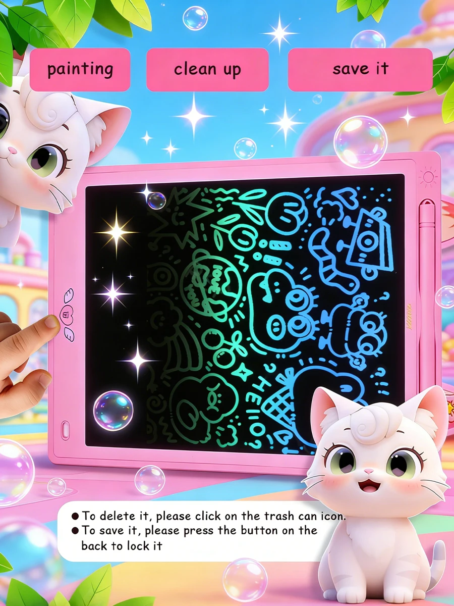 12 Inch Drawing Tablet Cat Design Digital Tablet for Artists And Students Cat-Themed Drawing Equipment