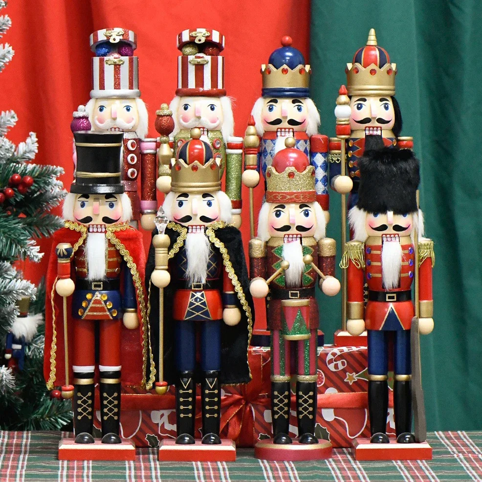 38cm Handmade Wooden Nutcracker Soldiers, Festive Holiday Decor & Christmas Gift Idea, Collectible Tabletop Ornament