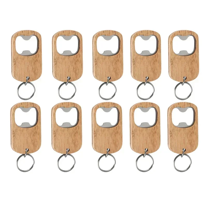 50/20/10 Pcs Bottle Opener Beer Wine Juice Openers Stainless Steel Wooden Key Chain Creative Gift Home Kitchen Gadgets