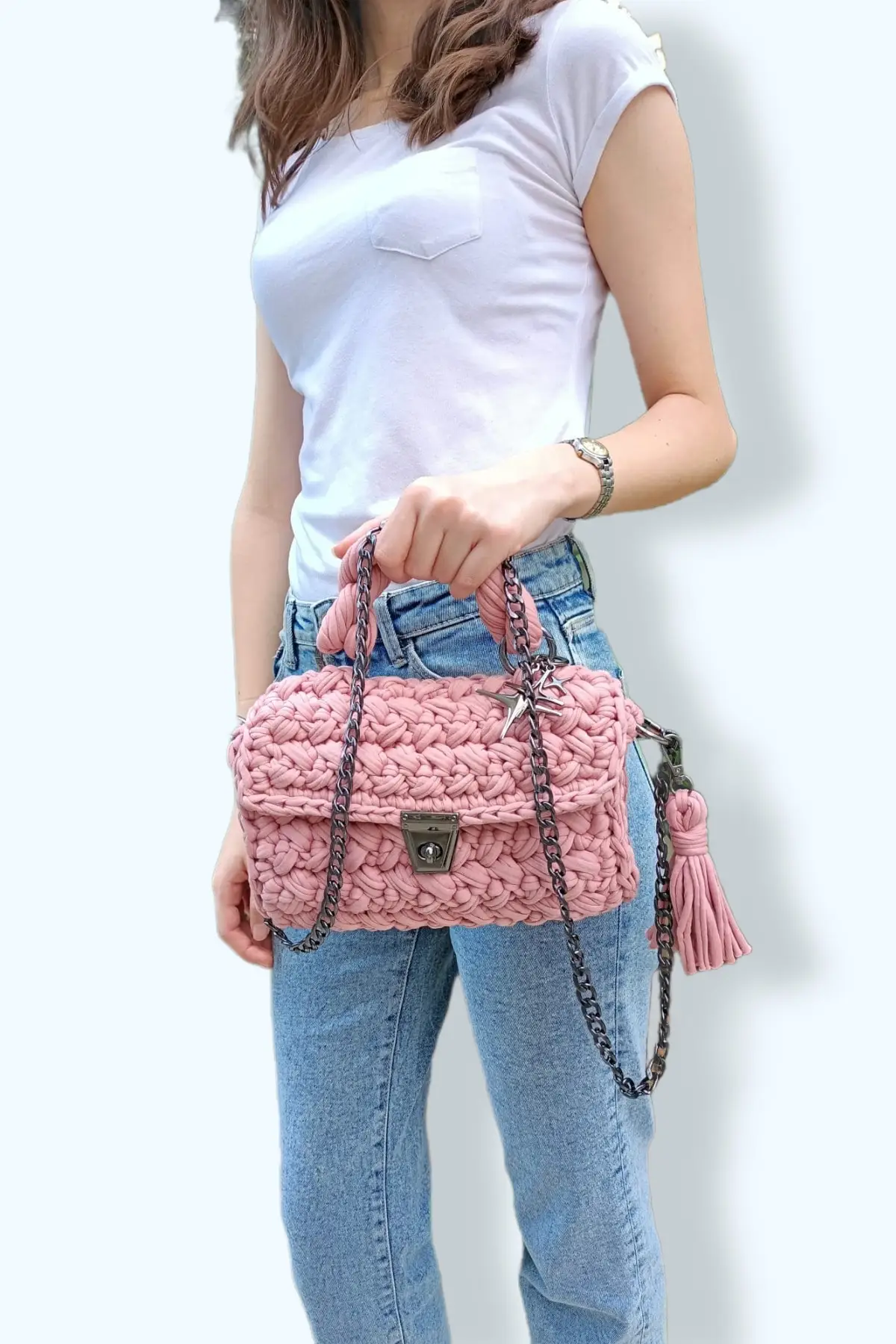 

Uras Women Color Rose Masal Combed Handmade Weave Hand and Shoulder Crochet Bag Women bag Shoulder Bag Handmade