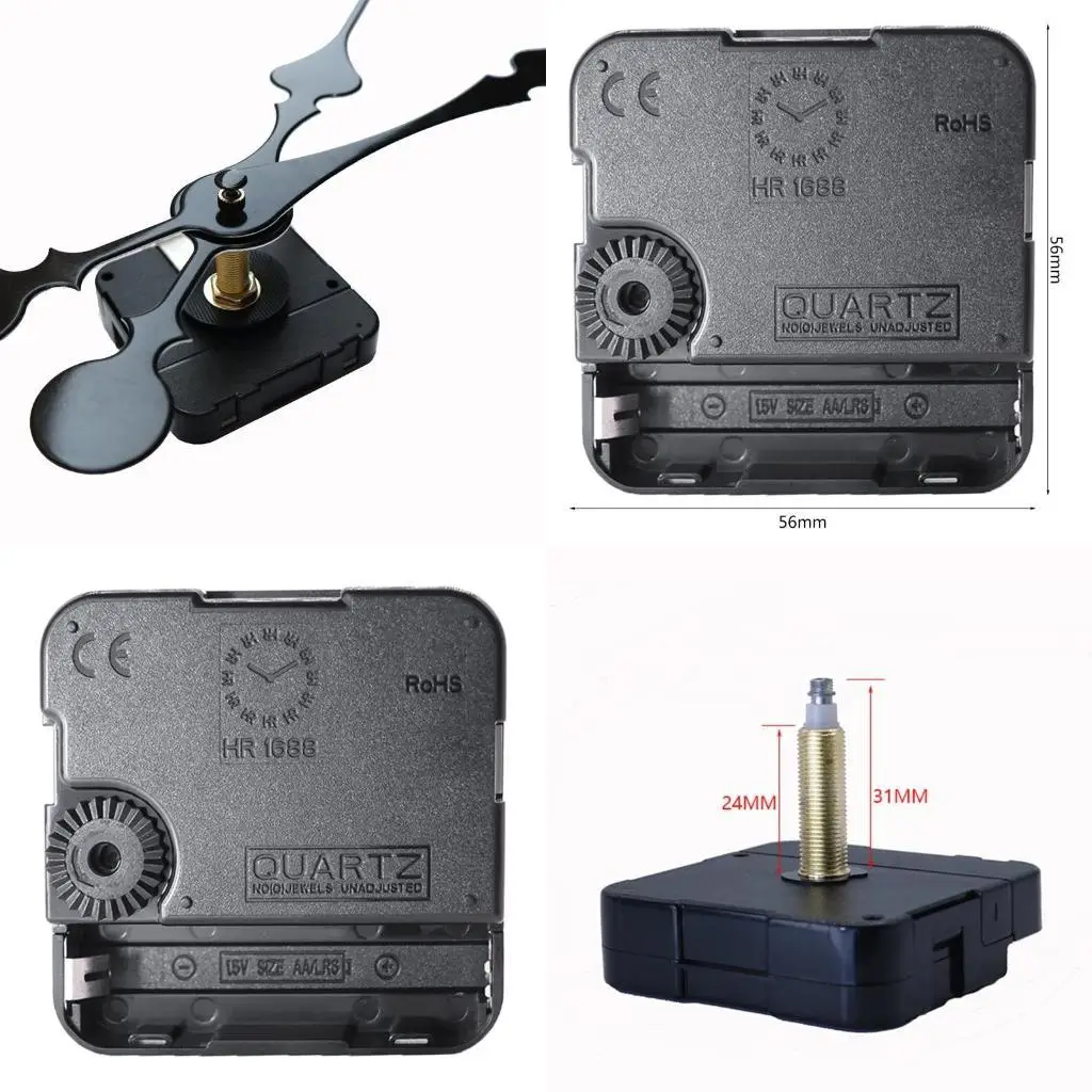 

E8BD High Torque Long Shaft Silent Clock Movement Mechanism with 2 Different Size Clock Hands Repair Tool Parts