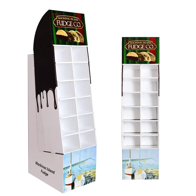 Premium Cardboard Chocolate Floor Display Stand With Pocket For Dessert Promotion Freestanding Retail Shop Fixture 2022 New