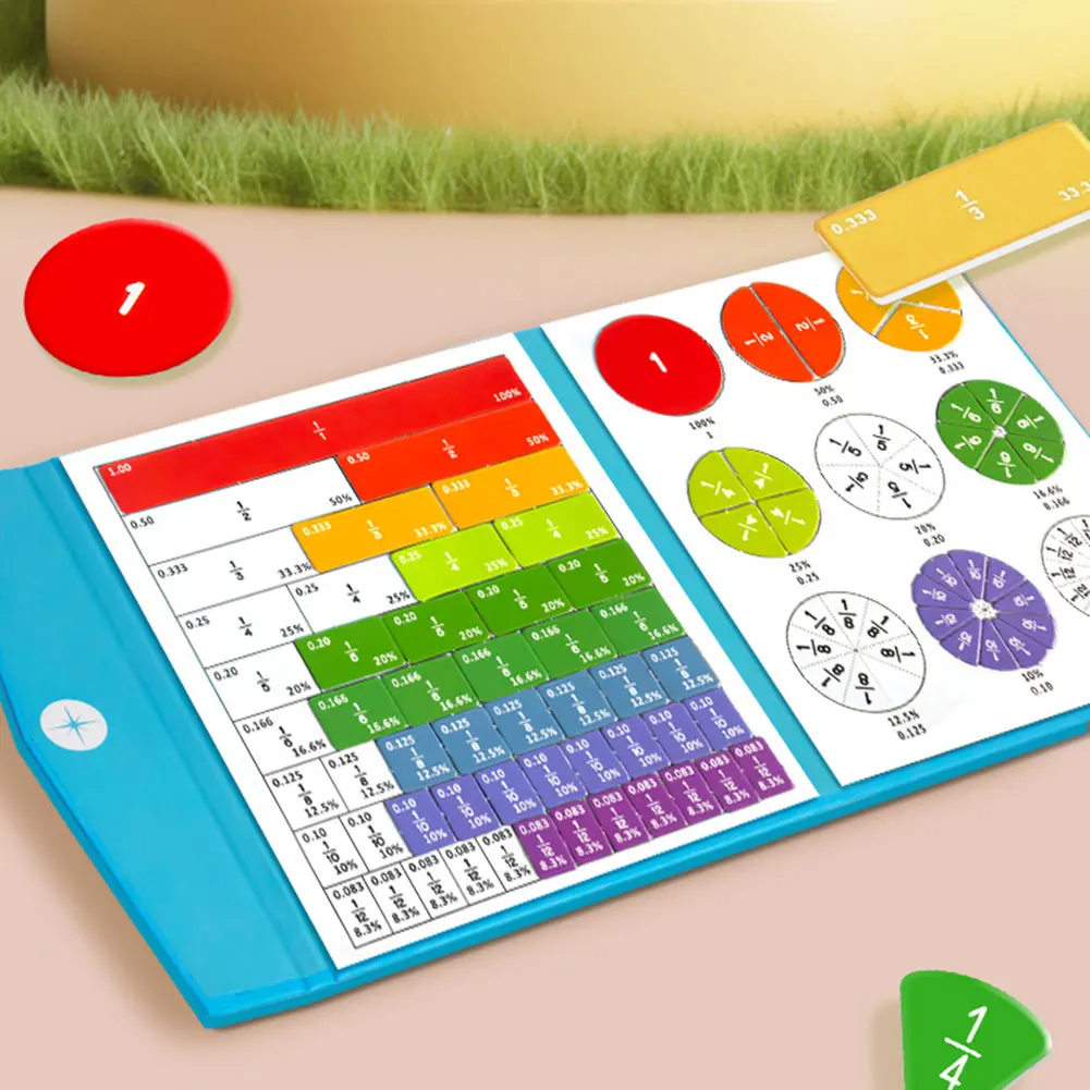 Rompecabezas educativo de fracción magnética para niños, perfecto para el plan de estudios matemáticos de 3.a-5a grado. Para la enseñanza entre padres e hijos