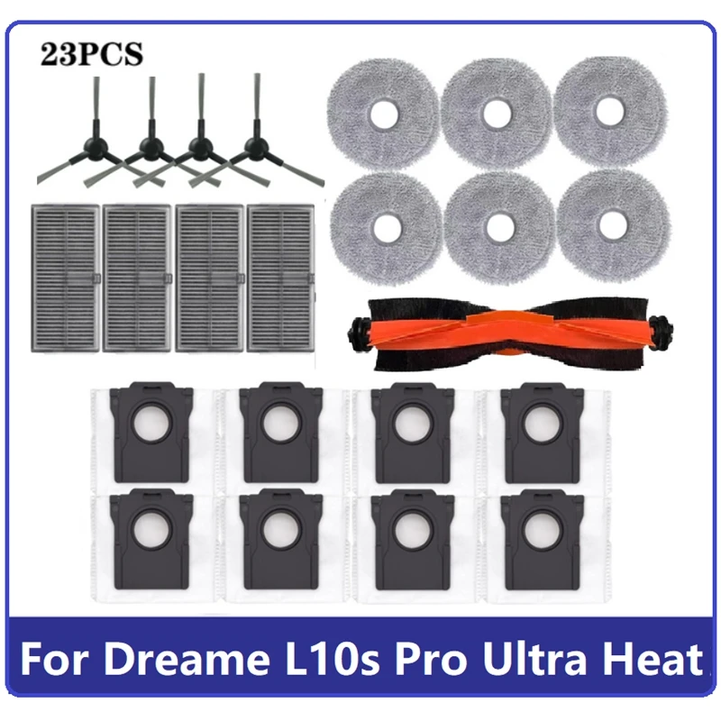 Аксессуары для пылесоса Dreame L10s Pro Ultra Heat, основная боковая щетка, фильтр, Швабра, тканевый мешок для пыли, запасные части, 23 шт.