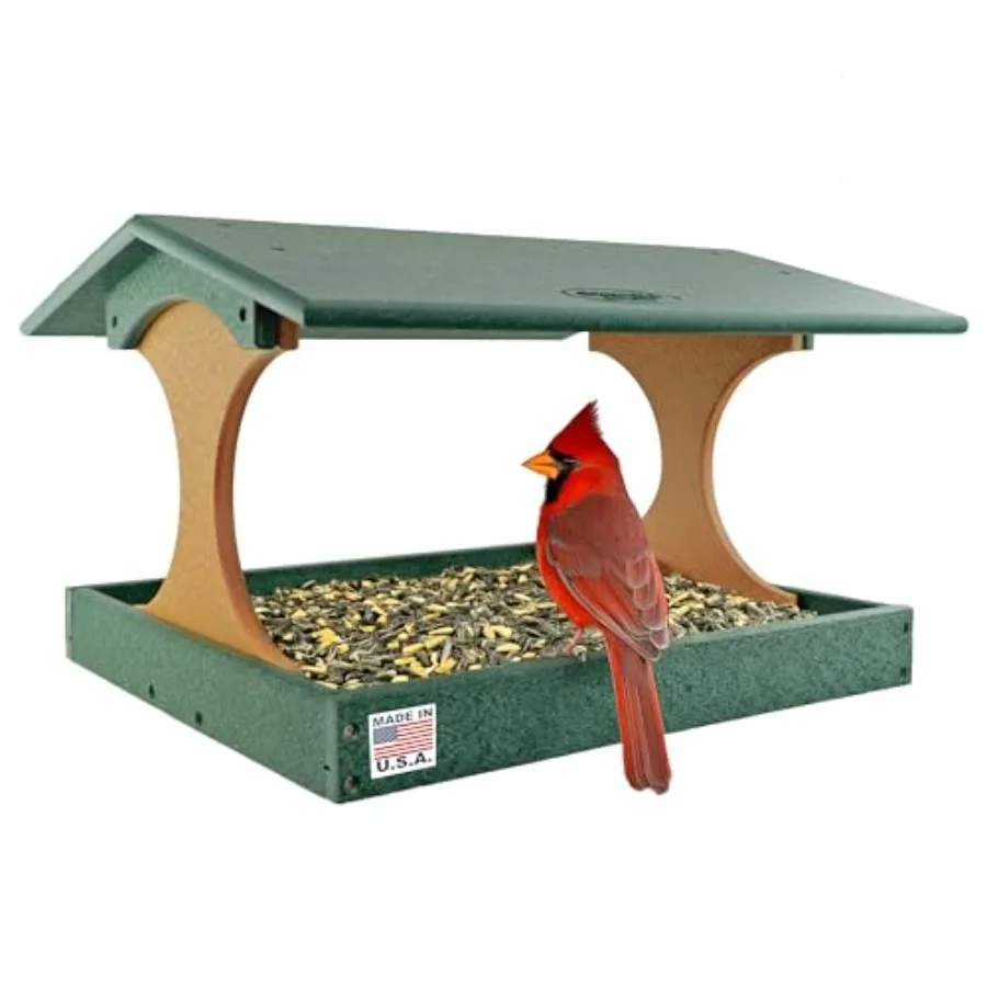 

Кормушка для птиц Made Poly Extra Large Fly Through, крепление на столб, для крытой кормушки 4x4 дюйма, открытая платформа, лоток для семян