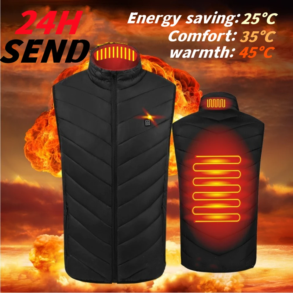 

New Men's USB Smart Heated Vest 2 Zone Heated Vest Electric Thermal Hunting Outdoor Coat Women's Intelligent Padded Clothes