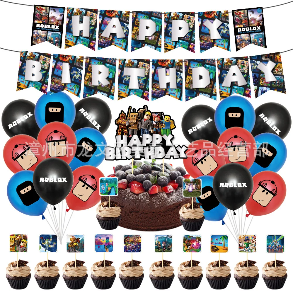 ROBLOX Theme DIY Balloons KIDS Birthday Party Supplies Banner Latex Balloon Cartoon Anime Kawaii Boy Cake Supplies Kid Girl