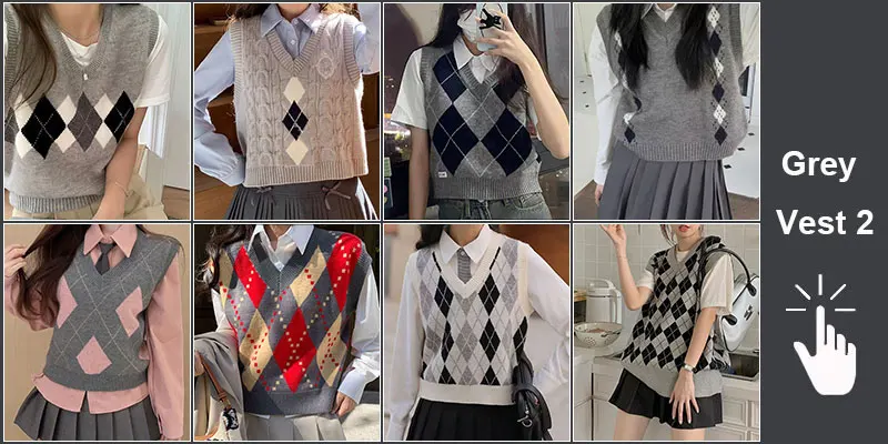 Green Knit Vest Printed Sleeveless Pullover Oversized Women Sweater Vest 2026 New Y2K Vintage Knitwear Women's Autumn Clothing