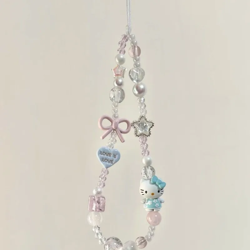 محلية الصنع Ins نمط سبيكة الكرتون فتاة سلسلة الهاتف حبة شنقا حبل الكاميرا الملحقات لطيف الملمس المعصم، الهاتف شنقا حبل