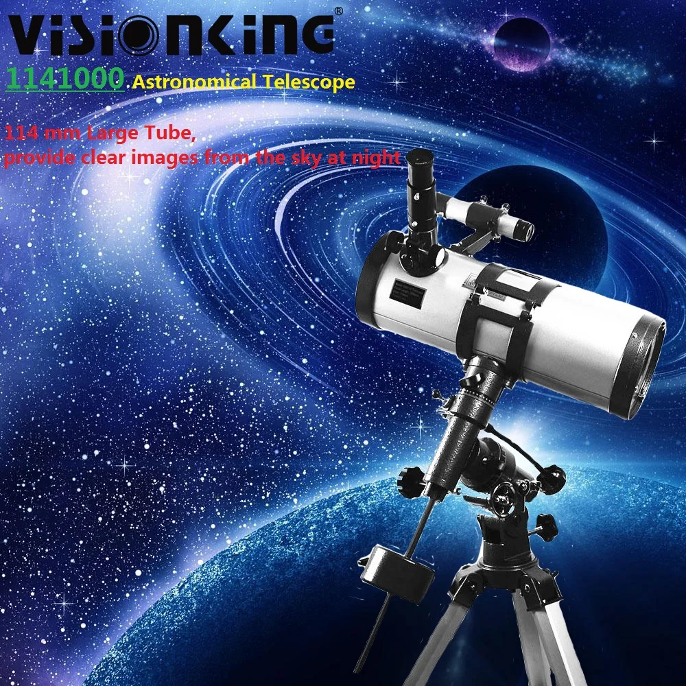 Visionking 1000mm/114mm Reflector Astronomical Telescope Equatorial Mount Monocular Astronomy Saturn Jupiter With Metal Tripod