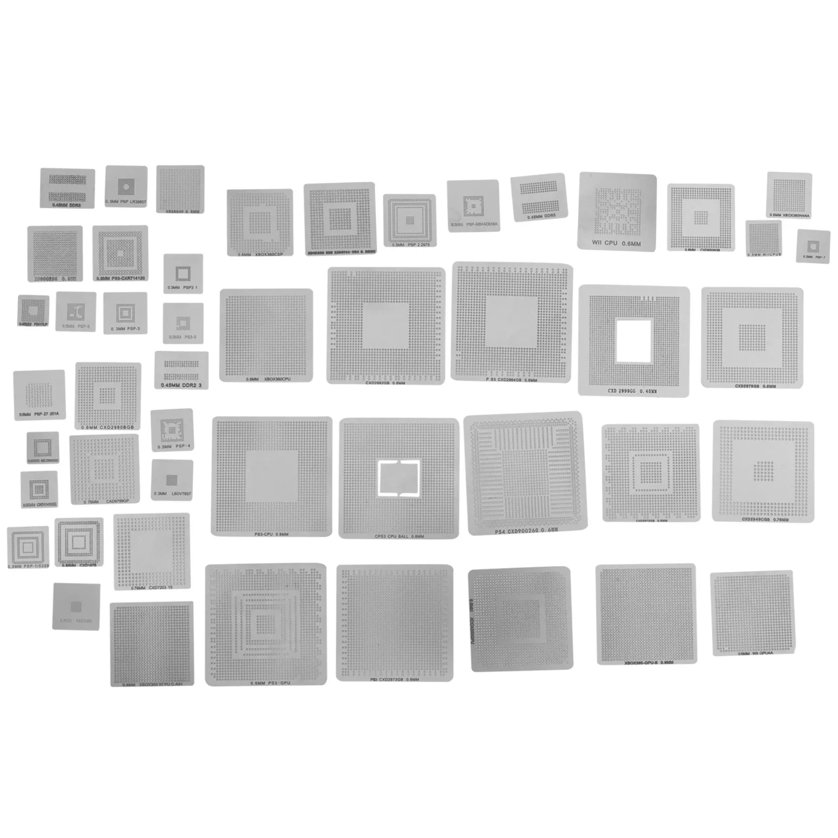 47pcs/set Szókimondó Gabalyodik reballing Univerzális Közvetlenül stencils számára Műkődés Gyám PS3 CPU PS4 GPU XBOX CXD Wii