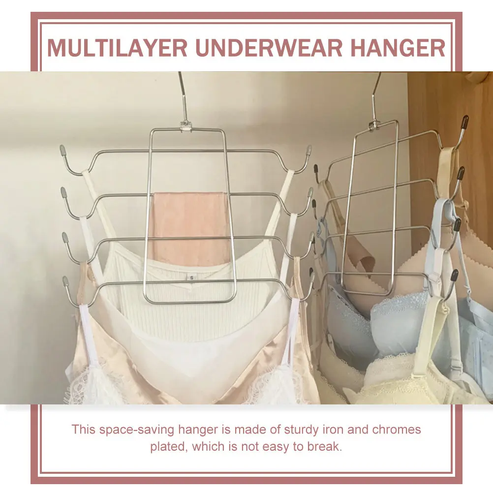 2Pcs Multi-Layer Sling Rack for Underwear Scarf Tie Belt Storage Space Saving Wardrobe Closet Organizer Sturdy Chrome Plated view 2