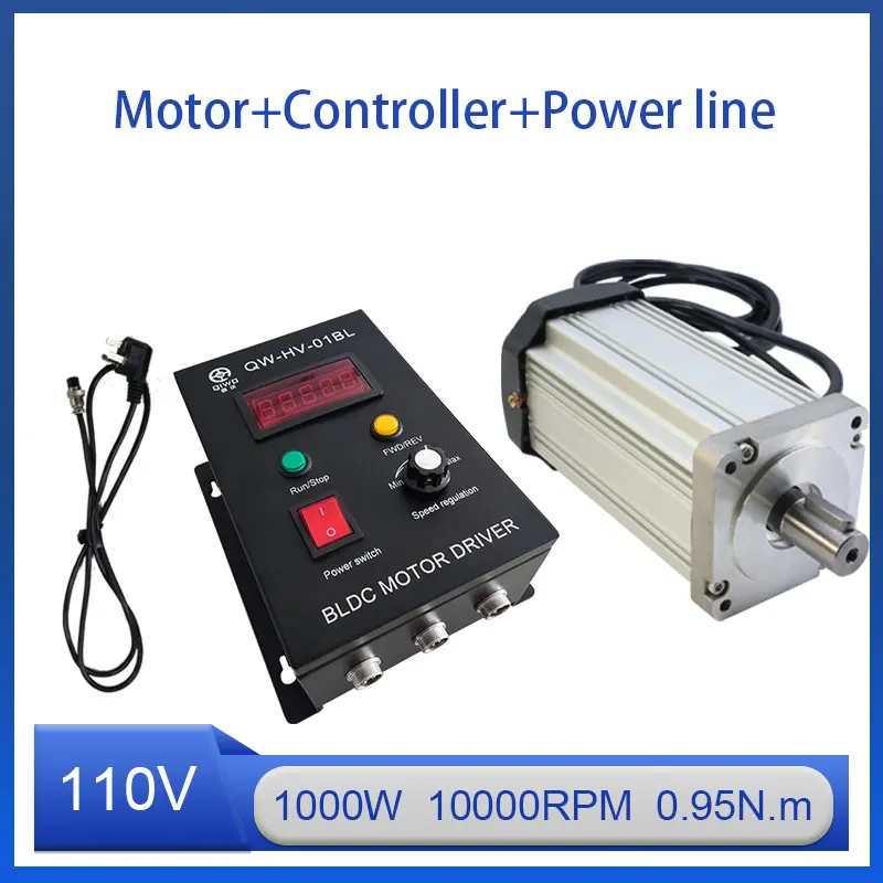 QIWO Brushless Motor 110V High Voltage 10000rpm 1000W 0.95N.M 80 Flange Square BLDC Motor High Speed Low Noise Hall Motor