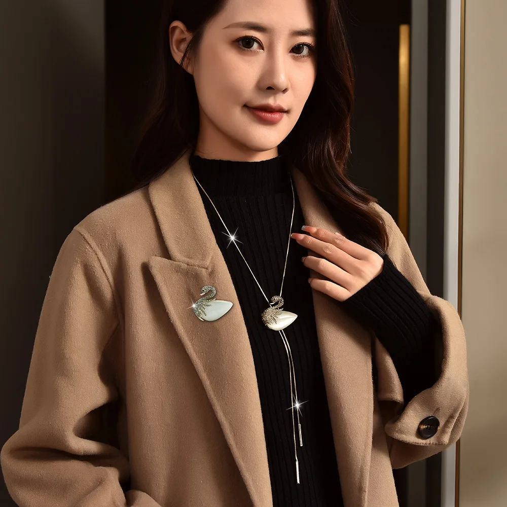 스웨터 체인 브로치, 고급스러운 여성용 목걸이, 두 번 착용할 수 있는 클래식하고 패셔너블한 목걸이