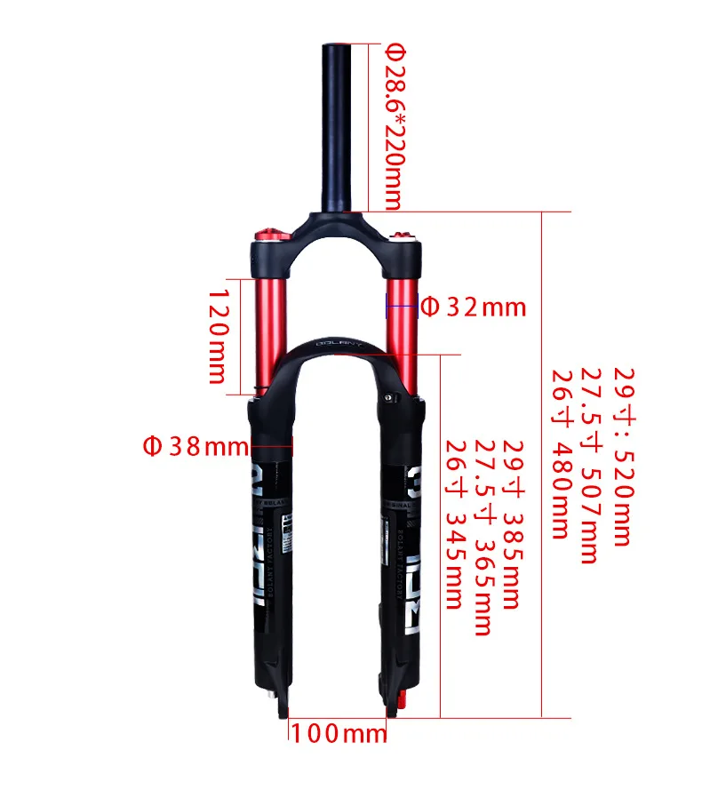 BOLANY MTB Suspension Rebound Adjustment Double Air Fork 26/27.5er/29er Inch Magnesium Alloy Quick Release Bicycle Parts