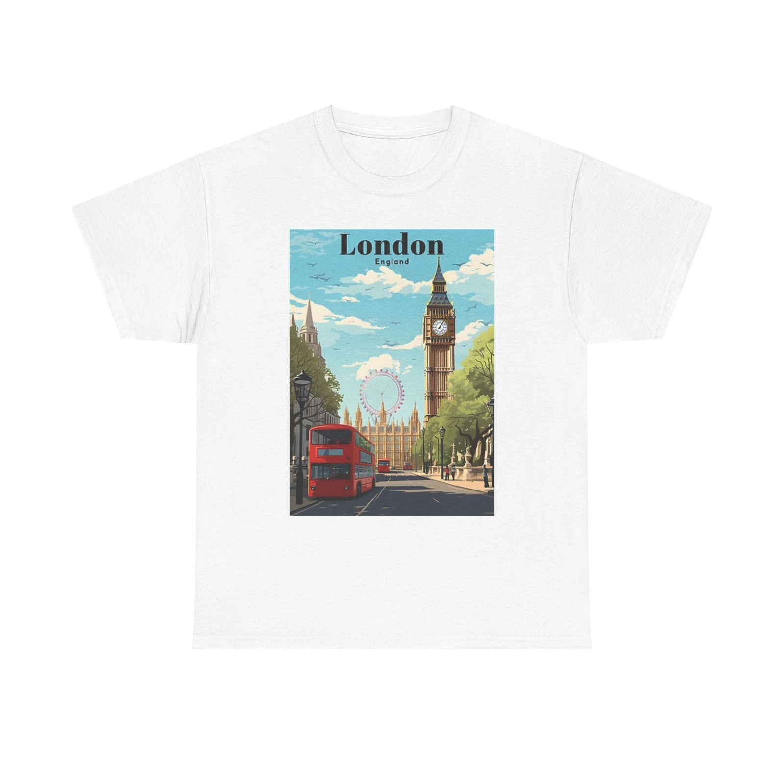 

Футболка с рисунком Лондона, винтажная художественная фотография, ретро унисекс, плотная хлопковая футболка
