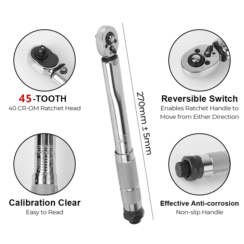 5-25N.m Micrometer Car Motorbike Disassembly Tool Professional Adjustable Torque Wrench 1/4\'\' Drive Spanner Hand Tool