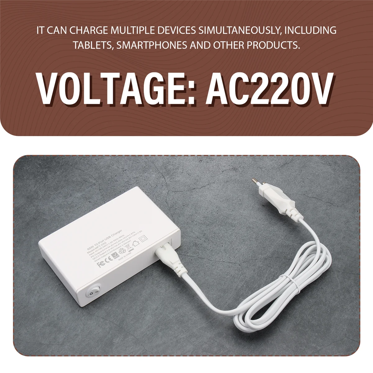 Stasiun Pengisi Daya USB SUPER HOT 65W 10Port Pengisi Daya Cepat USB Desktop Colokan EU