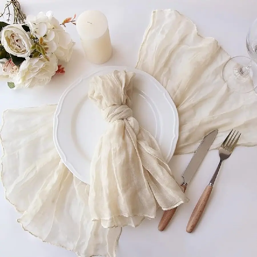 6PC Sage Green Gauze Cheesecloth Napkin Table placemat Setting Dining Wedding Party Banquet Christmas Banquets Arches Cake Decor