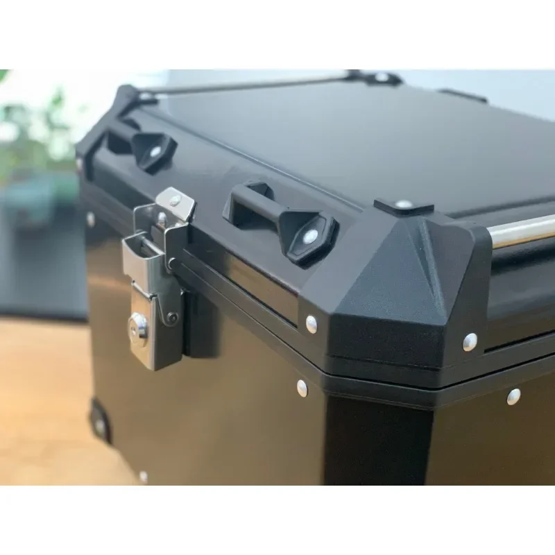 Motorcycle Top Box, 40L Aluminum Storage Box for Motorbike, Black Durable Motorbike Trunk