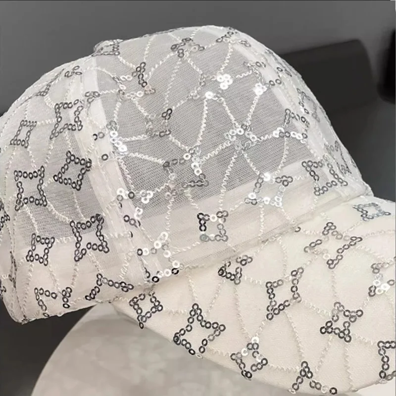 Sequins breathable mesh hat cap hat women\'s summer casual fashion outdoor sunshade baseball cap