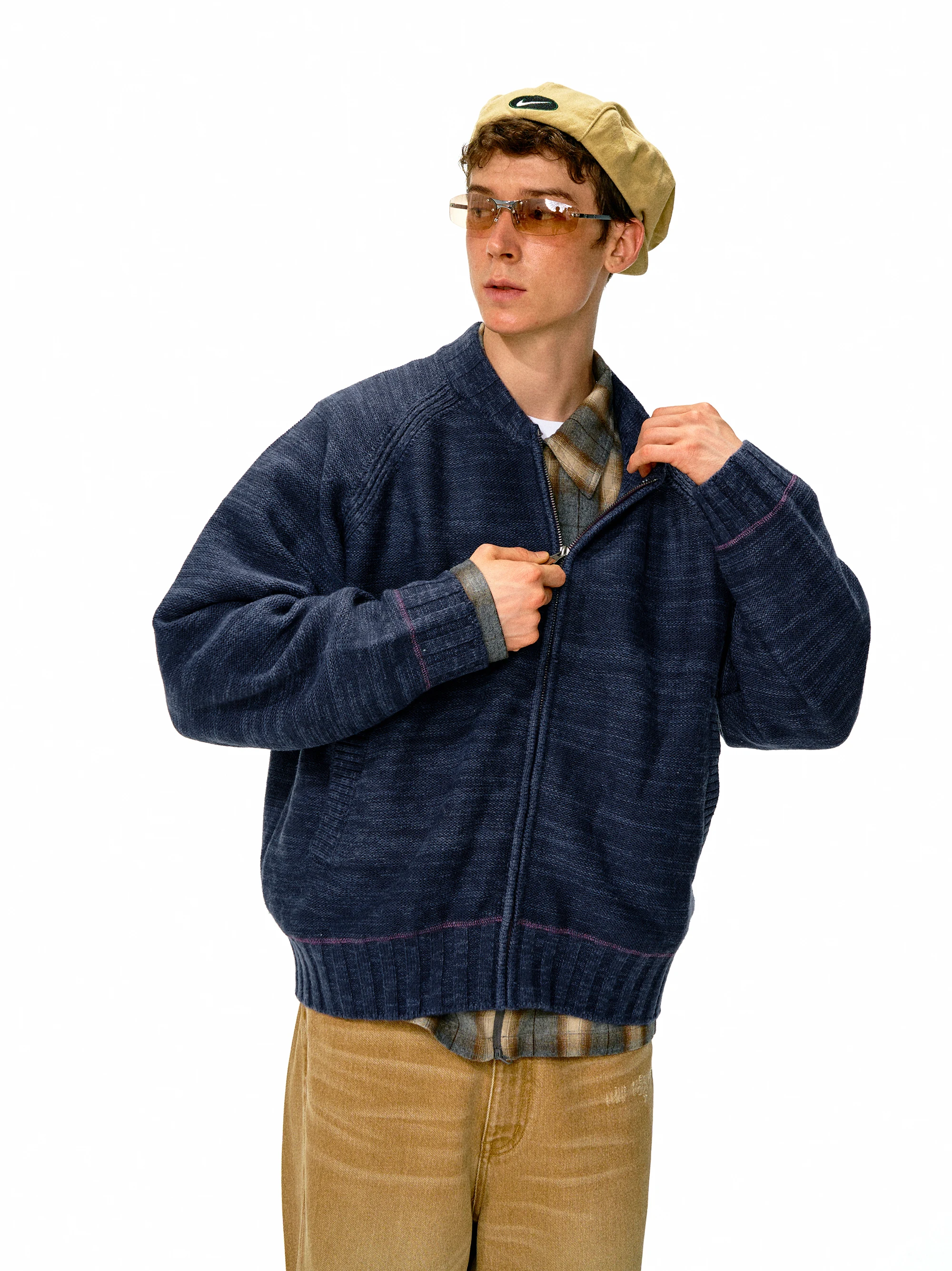 Outdoor Vintage Baseball Collar Knitted Sweater 5 Wool Anti-Ball M Cardigan Sweater Jaet Warm Youthful Sle Long Sve