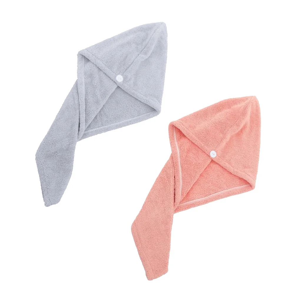 

2Pcs Coral Fleece Dry Hat Absorbent Cap Quick Drying Women Turban Shower Caps Super Soft Microfiber Head Wraps Long Lasting Use