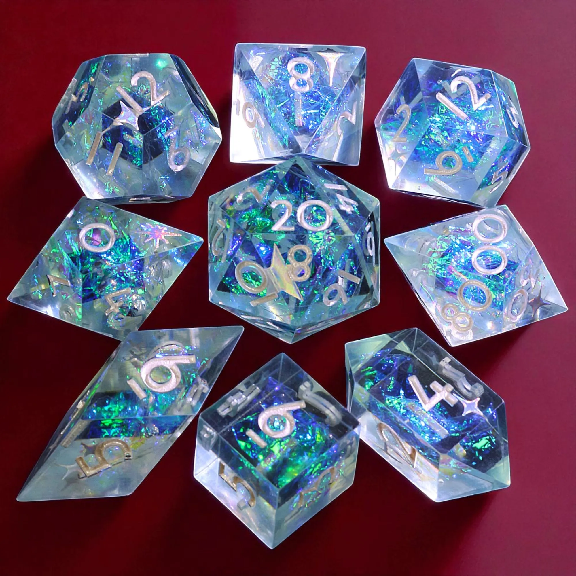 

9 Polyhedral Resin Dice Sets DD Celestial Stone Oath